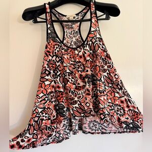 XXI Women’s Small Floral Sleeveless Racerback Camisole scalloped hemline flowy